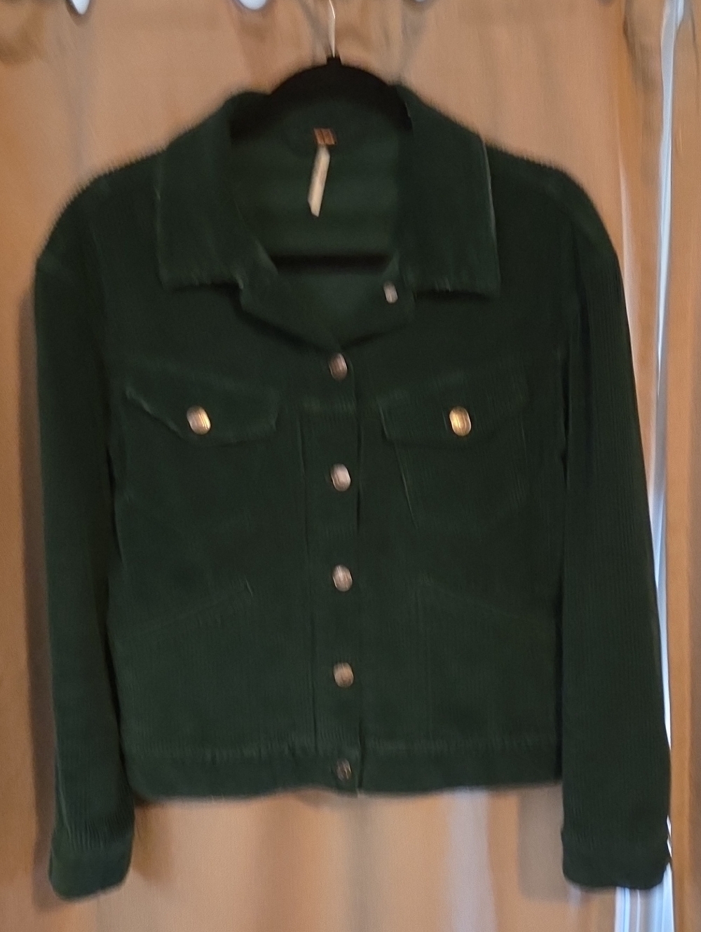 Free People Deep Forest Green Corduroy Button Jacket - Picture 1 of 3